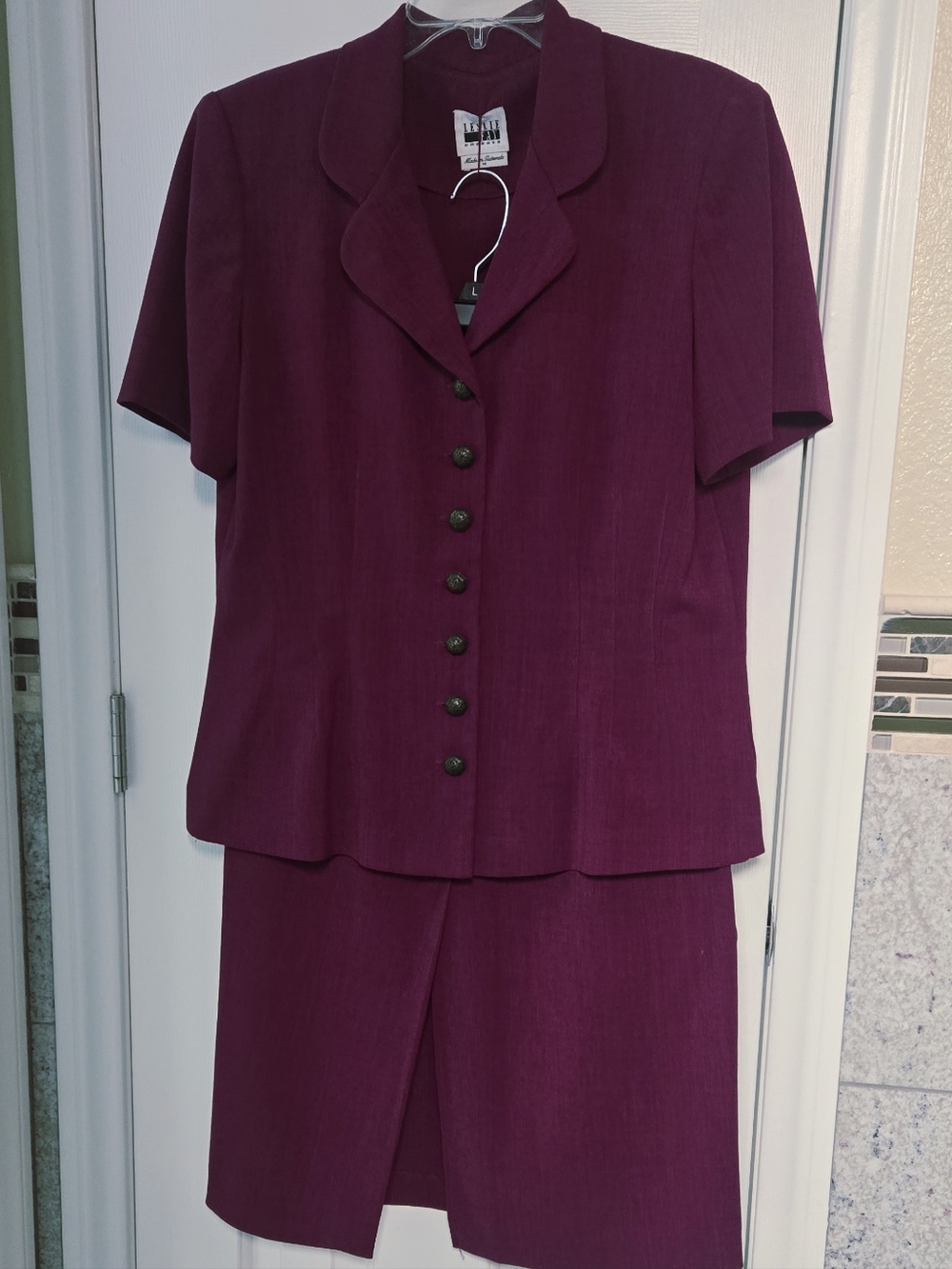 Leslie Fay Deep Fuschia Two-Piece Skirt Set Size 14